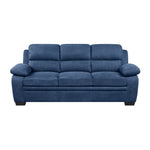 ZUN Comfortable Plush Seating Sofa 1pc Modern Blue Textured Fabric Channel Tufting Solid Wood Frame B011133629