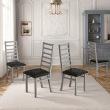 ZUN Metal Dining Chairs Set of 4, Steel Legs and PU Leather Seats, High Back Armless Dining Chairs, for W757P232719