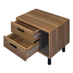 ZUN Brown Oak and Black 2-Drawer Nightstand B062P186504