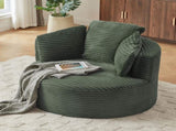 Compressible Corduroy Round Chair with Cushioned Backrest - Modern Comfort Seating for Living W2339P323618