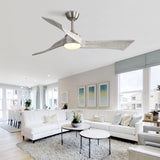 ZUN 52 Inch Brushed Nickel Ceiling Fan Light With 6 Speed Remote Energy-saving DC Motor 52K012BN