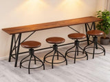 Industrial 5-Piece Bar Table and Swivel Stool Set 1 Table 4 Chairs 83.8 Inch Brown 3cm Fake Thick 56276013