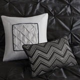 7 Piece Tufted Comforter Set Black Cal King B03596937