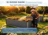 6x3x2ft 2pcs Large Raised Garden Bed Kit, Grey Rectangular Galvanized Metal Outdoor Garden Bed, W3213P464150