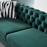 Chesterfield Modern Tufted Velvet Living Room Sofa, 84.25''W Couch,Green W57947395