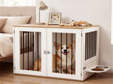 Furniture Style Dog Crate with 360&deg Rotating Feeder & 304 Stainless Steel Bowls, Double Locking 78153530