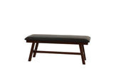 ZUN Dark Walnut Finish Wood Framed Back 1pc Dining Bench Only Breakfast Kitchen Cushion Dark Chocolate B011P192195