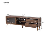 Modern TV Stand for 75" TV, TV Console with 2 Glass Doors, Entertainment Center with 2 Drawers & 53145432