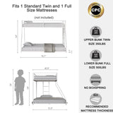 Same as B083P160614 Adam Sturdy Twin over Full Bunk Bed Metal White for Kids Adult, Low Profile B083P170884