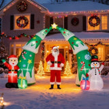 15FT Lighted Christmas Inflatable Archway, Inflatable Christmas Tree Arch with Santa and Snowman, 68584442