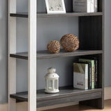 ZUN 5-Tier Home Display Cabinet, Two-Toned Freestanding Bookcase White Oak & Distressed Grey B107130938