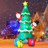 ZUN 8FT Inflatable Santa Claus Snowman On Christmas Tree w/LED Lights Outdoor Decor 07288823