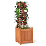 2-in-1 Wooden Raised Garden Bed with Trellis - Solid Wood , 16"x16"x48" Size 12098598