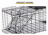 32in Live Animal Trap Cage with Cover, Humane Animal Rescue Outdoor Cage for Armadillos Cats 47662007