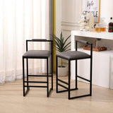 Set of 2 Counter Height Barstools Kitchen Island Stools with Back Modern Armless Metal Legs & PU W1757104748