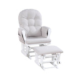 ZUN Mason Glider and Ottoman White Wood and Woven Gray Fabric B022P174720