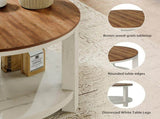 31.5" Round Coffee Table with Storage Shelf, 2-Tier Farmhouse Coffee Table with Rustic Wood Grain W1820P537105