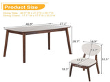 Rubber wood soft bag deep walnut dining table and chair set 1 table 4 chairs beige cushion 57935654