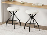 Modern Backless Bar Stools Set of 2 Round Upholstered Counter Stools for Kitchen Island Velvet W1757P294424