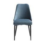 ZUN Modern Sleek Design Velvet Fabric Blue Side Chair Set of 2 Black Finish Metal Legs Dining Furniture B011134421