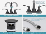 4 inches Centerset Bathroom Faucet 360&deg Swivel Spout, with Pop Up Drain - Matte Black W122470262