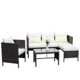 ZUN Outdoor patio Furniture sets 4 piece Conversation set wicker Ratten Sectional Sofa With Seat 86340965