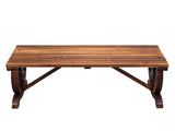 2-Person Rustic Garden Bench, Outdoor Wagon Wheel Porch Bench for Backyard Patio Garden, Brown 90362305