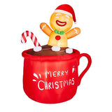6.5FT Lighted Christmas Inflatable Decoration, Inflatable Gingerbread Man in Cup, Funny Blow Up Yard 05695621