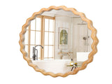 27.5 inches Round wavy Wall Mirror for Bathroom Vanity, Wooden Farmhouse Circle Mirrors for Bedroom, W2295P306932