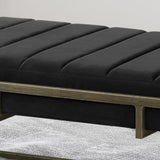 Upholstered Velvet Ottoman Bench with Brass Finish, Black N757P256384B