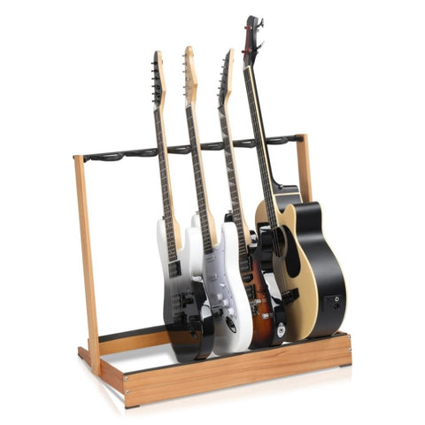 ZUN Folding Hardwood With Corrugated Metal Guitar Stand for Electric Guitar, Bass, or Acoustic 35910596