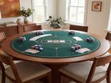 47" Round Foldable Poker Table Top Mat Non-Slip Rubber Base, Portable Casino-Grade Poker Mat 49690522