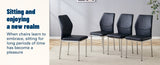 Luxury Simple Chair - Set of 4 BLACK PU Material High Resilience Dining Chair with Metal Silver W1151P282690