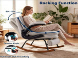 Beige Faux Leather Rocking Computer Chair, Height Adjustable Home Office Chair with Tension Control, 13330676