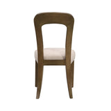 Dining Chairs Set of 2, Upholstered Kitchen Side Chairs with Beige Fabric Seating Light Brown Solid N779P236958A
