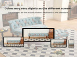 European Style Tufted Floral Bench with Turned Wood Legs,American Upholstered Ottoman for Bedroom & W3373P453377