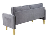 Modern Mid-Century Style Linen Sofa with 2 Pillows, Bedroom Furniture, Home Office 3 Seat Sofa 18728891