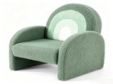 1pc Wood Frame Armchair Kids Sofa, Green Gradient Teddy Velvet 03099891