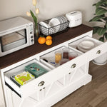 ZUN Farmhouse Buffet Cabinet with Storage,Sideboard with 3 Drawers,3 Doors Adjustable Shelves Console W760P214396