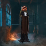 5.6ft Halloween Decorations Outdoor Life Size Animatronics Ghost with Pumpkin Head, Sound-Actived 26986288