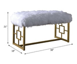 Bagley II White Faux Fur & Gold Finish Bench B2726P278575