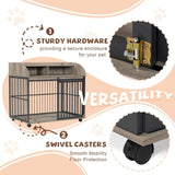 44'' Heavy Duty Large Dog Furniture for Large Medium Dog with Lockable Wheels, Wooden Dog 56691187