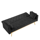 BLACK Convertible Folding Futon Sofa Bed , Sleeper Sofa Couch for Compact Living Space. W58842966