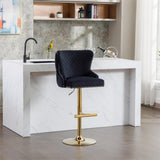 Hengming Velvet bar chair stool one-piece set, adjustable height, diamond lattice against the back W212P156698