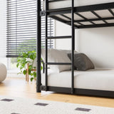 Triple Twin Bunk Beds, Twin Over Twin Over Twin Metal Bunk Bed Platform Frame, Two Attached Ladders, W840P209935