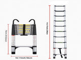 Telescopic ladder, 9.5 foot aluminum button telescopic ladder with 2 triangular stabilizers and 92521596