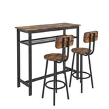 ZUN Bar table, equipped with 2 bar stools , with backrest and partition W57868883