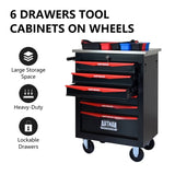 ZUN 6 Drawers Multifunctional Tool Cart with Wheels,Metal Rolling Tool Cart Storage for Garage Workshop 57151959