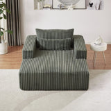 75-Inch Corduroy Sponge Sofa Lounge Chair,No Assembly Required,Fluffy Modern Sleeper Chair for W834P206093