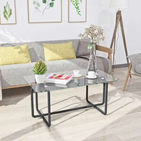 ZUN Modern Tempered Glass Tea Table Coffee Table, Table for Living Room,Transparent W24181014